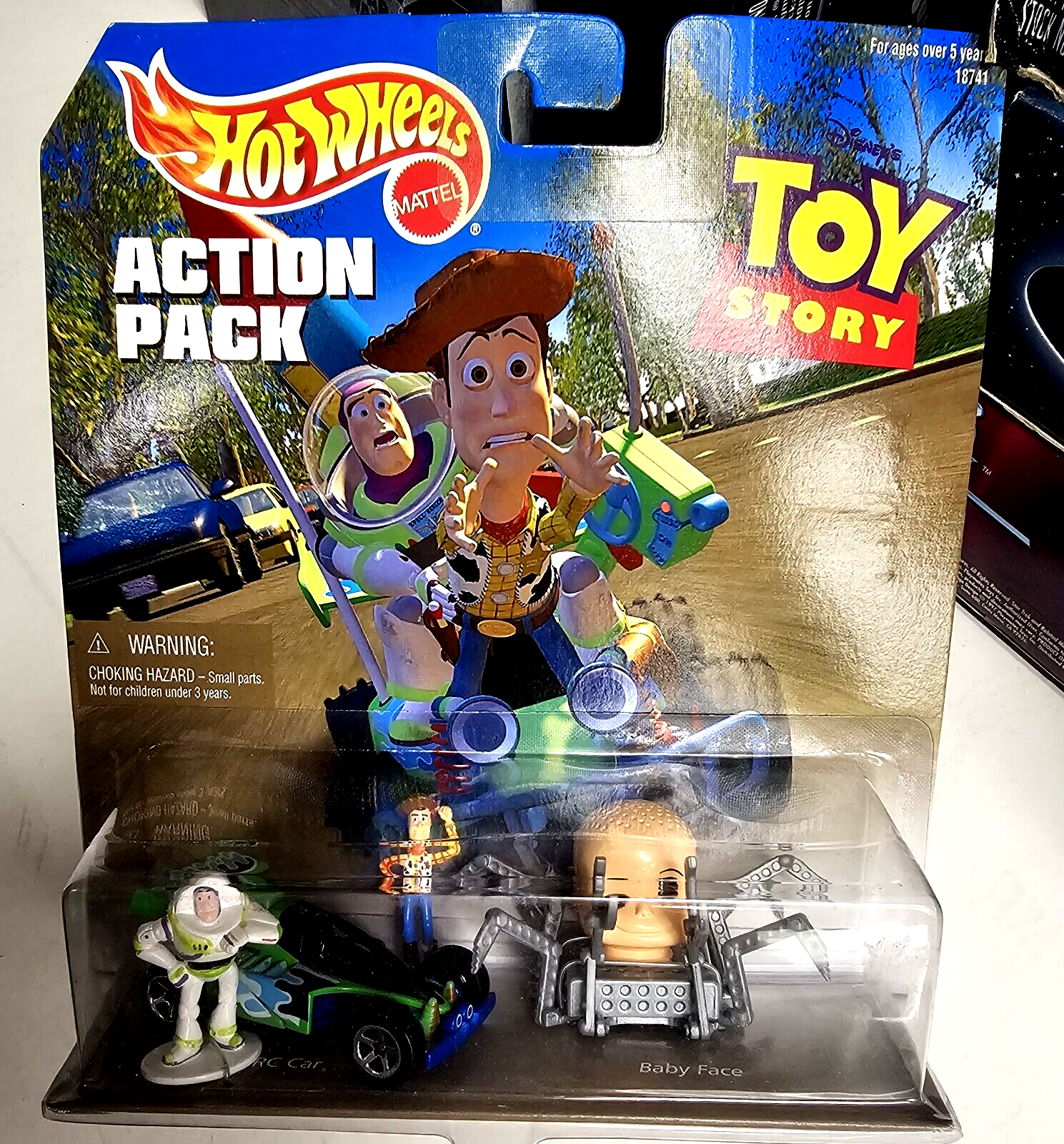 Hot Wheels Action Pack Disney Toy Story Woody Buzz Baby Face RC Mattel 1998 NEW Hot Wheels Action Pack Disney Toy Story Woody Buzz Baby Face RC Mattel 1998 NEW