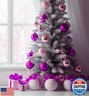 Emopeak 4Pcs Christmas Balls Ornaments for Xmas Christmas Tree - 4 Style Shatterproof Christmas Tree Decorations Hanging Ball for Holiday Wedding Party Decoration (Pink, 4