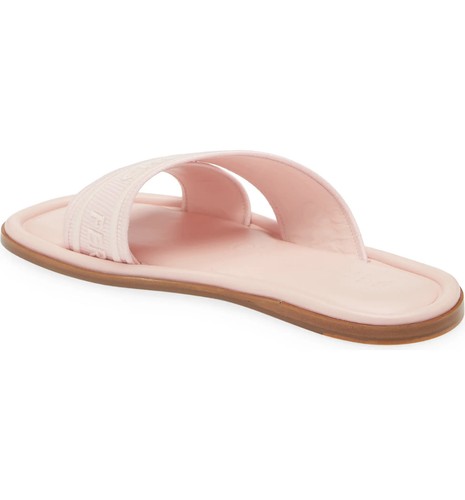 Pre-owned Ferragamo Salvatore  Women Laurene Slide Sandal Logo On Strap Footwear Pink