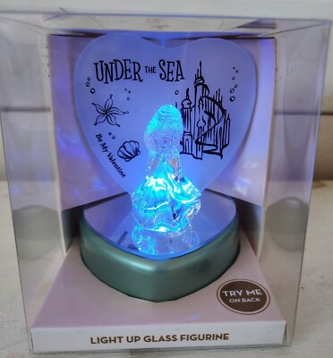 Disney Princess Ariel Under The Sea Light Up Color Changing Glass Figurine NIB