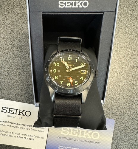 Pre-owned Seiko 5 Sport's Field Gmt Automatic Ssk025 Leather Strap Watch Made In Japan