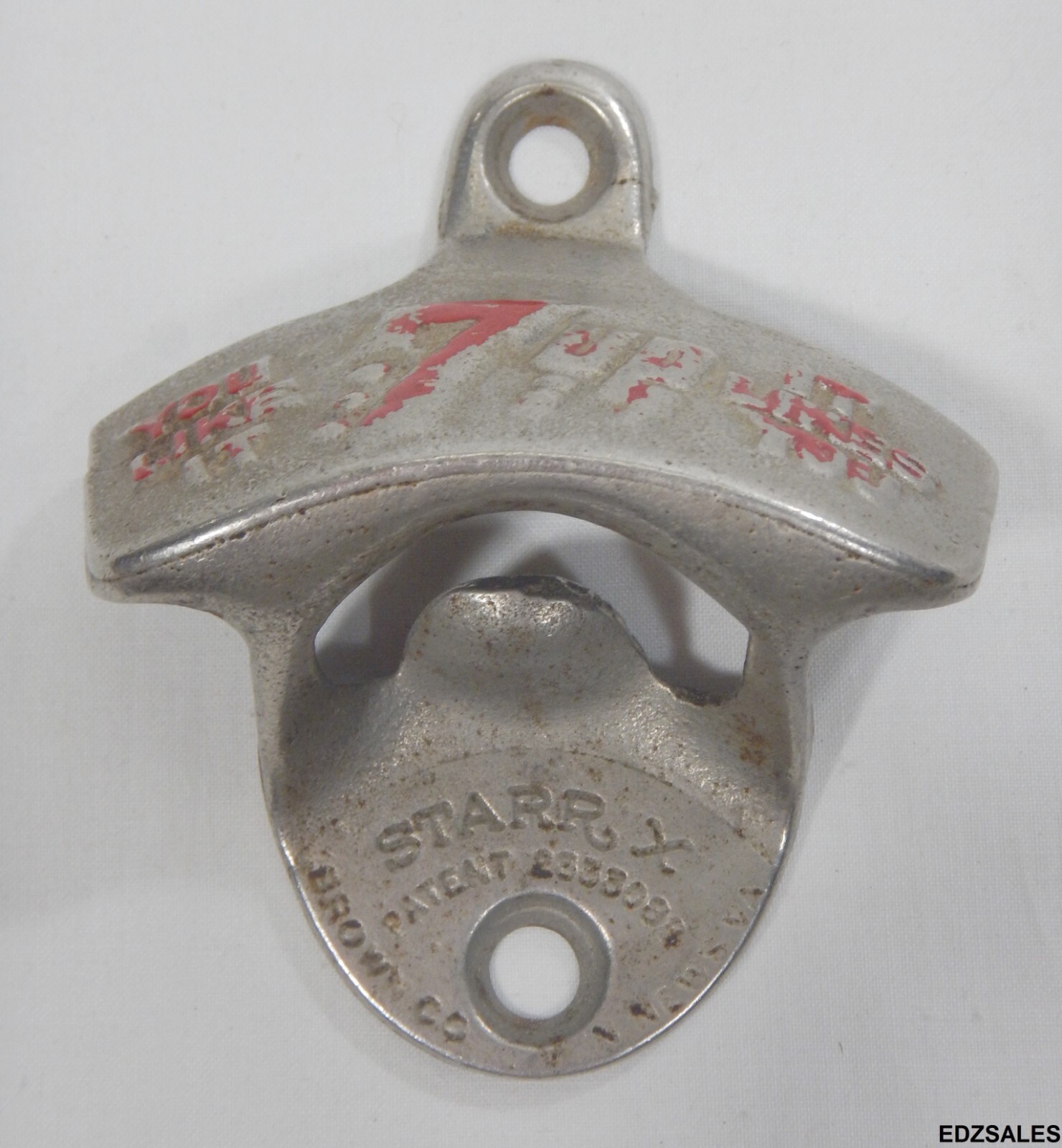 Vintage 7-Up Cooler Wall Mount Bottle Opener by Starr X