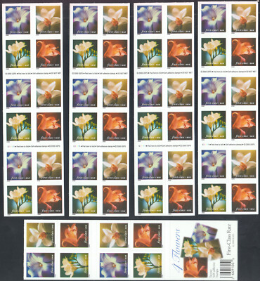 Lot of 5 US #3461c 1st Class Flowers Multiple Die Cut Booklet of 20
