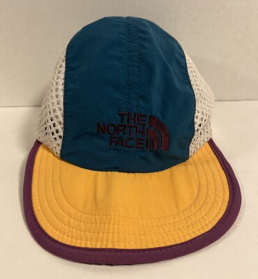 The North Face Mesh Five Panel Hat Multi Color  Adjustable Packable Rare VTG 90s
