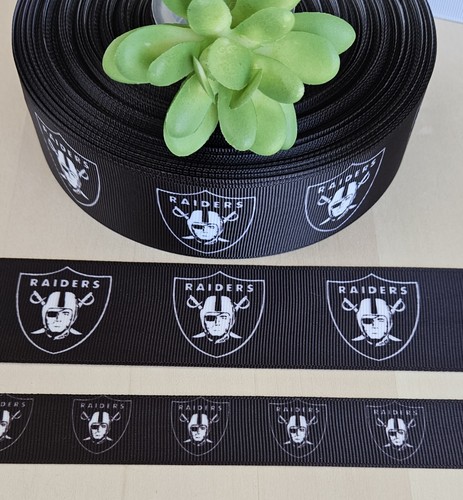 7/8 & 1.5" (1YD) Las Vegas Raiders Grosgrain Ribbon Football Cheer Bow Lanyard