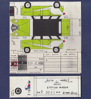 AUTO-MOBILE 1957 ROCKET STATION WAGON PAPER MODEL KIT (#33 IN EXPERIMENTAL RUN)