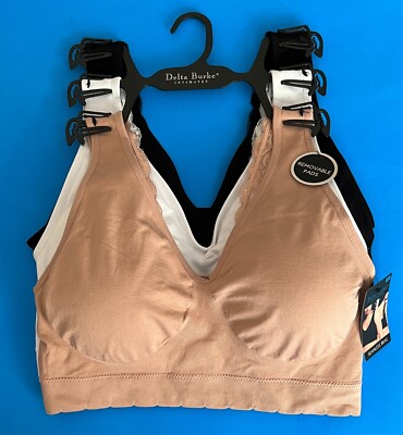 DELTA BURKE 3 PK SIZE 1X/2X/3X DB5243 INTIMATES LOUNGE COMFORT BRAS SEAMLESS