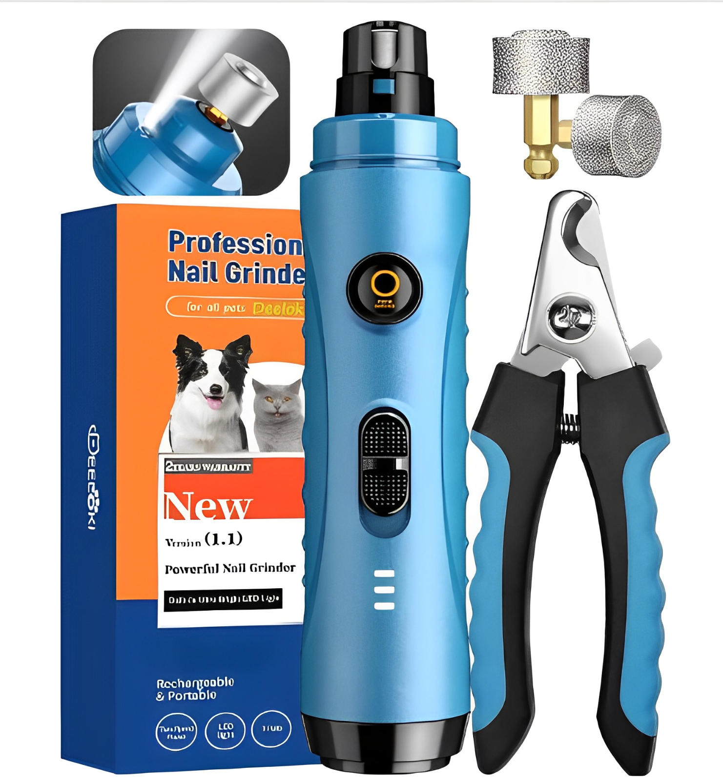Electric Dog Nail Grinder Pet Trimmer USB Charge with nail C