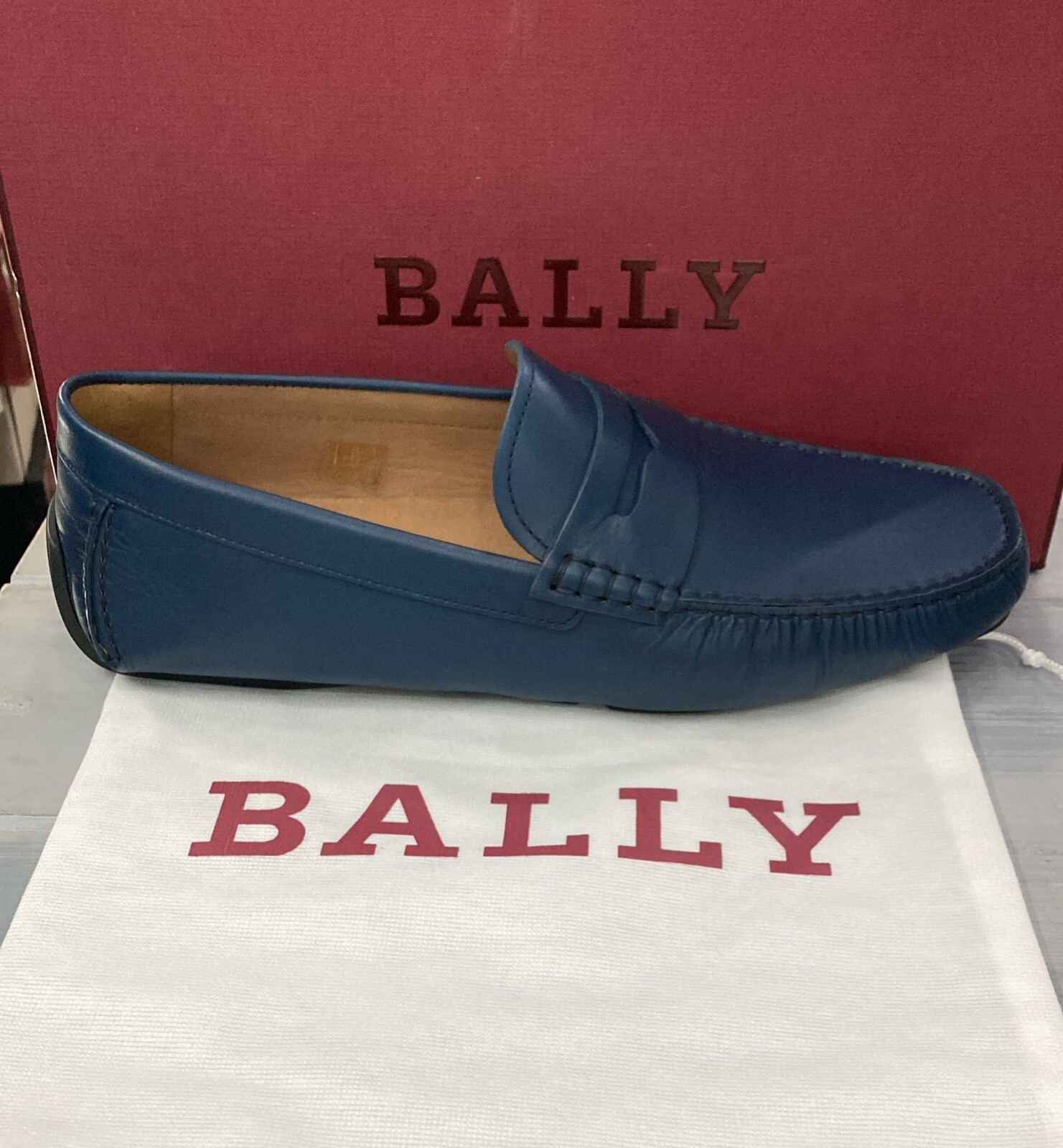 BALLY スエード ローファー ブルー系　新品38.5 BALLY Men's Blue Loafer Shoe Size 41 UK 7 (Insole 27.5 Cm