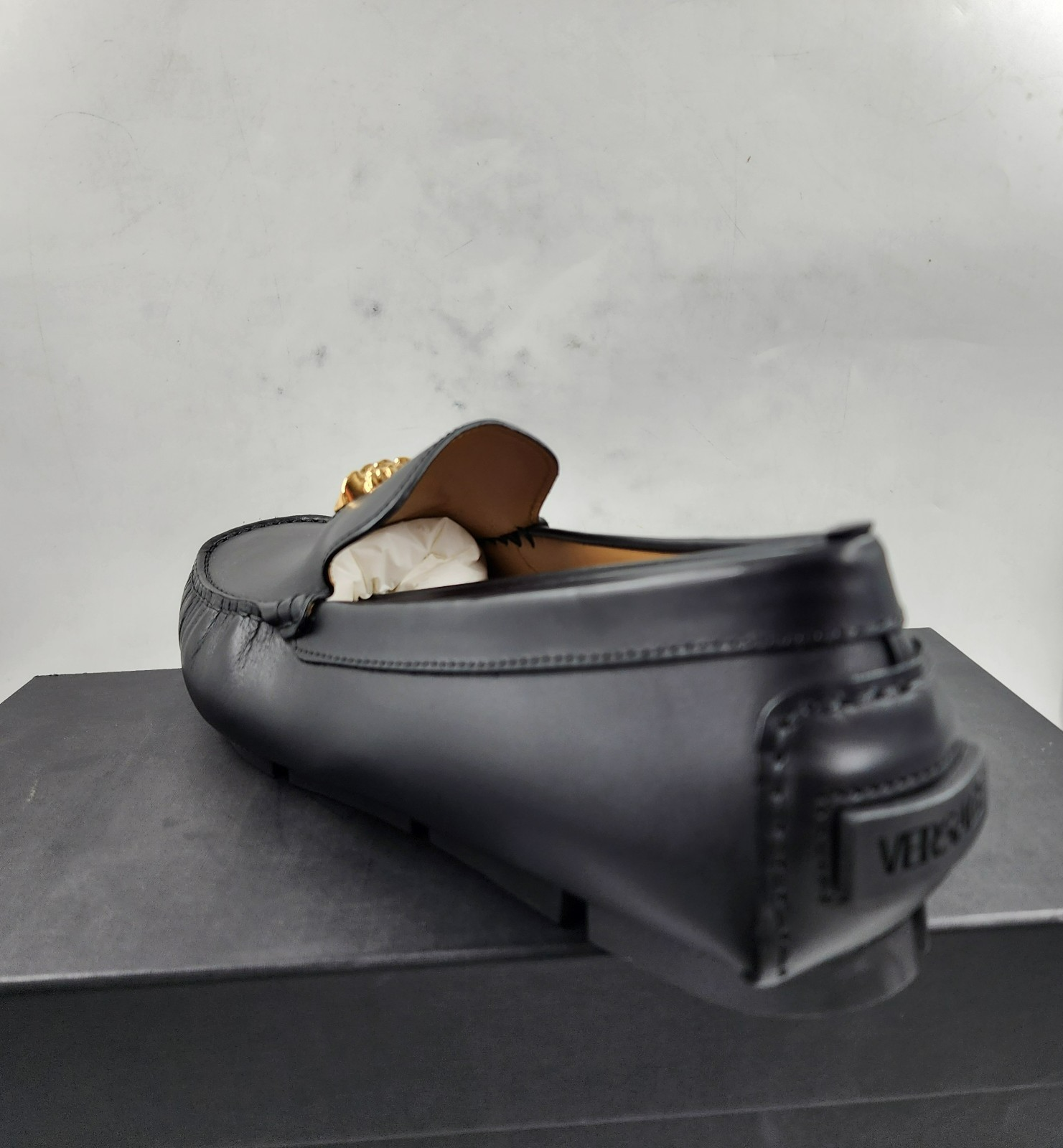 Versace La Medusa Driver Loafers Men's 45/12US Black/Gold Medusa Plaque Slip On - Picture 11 of 22