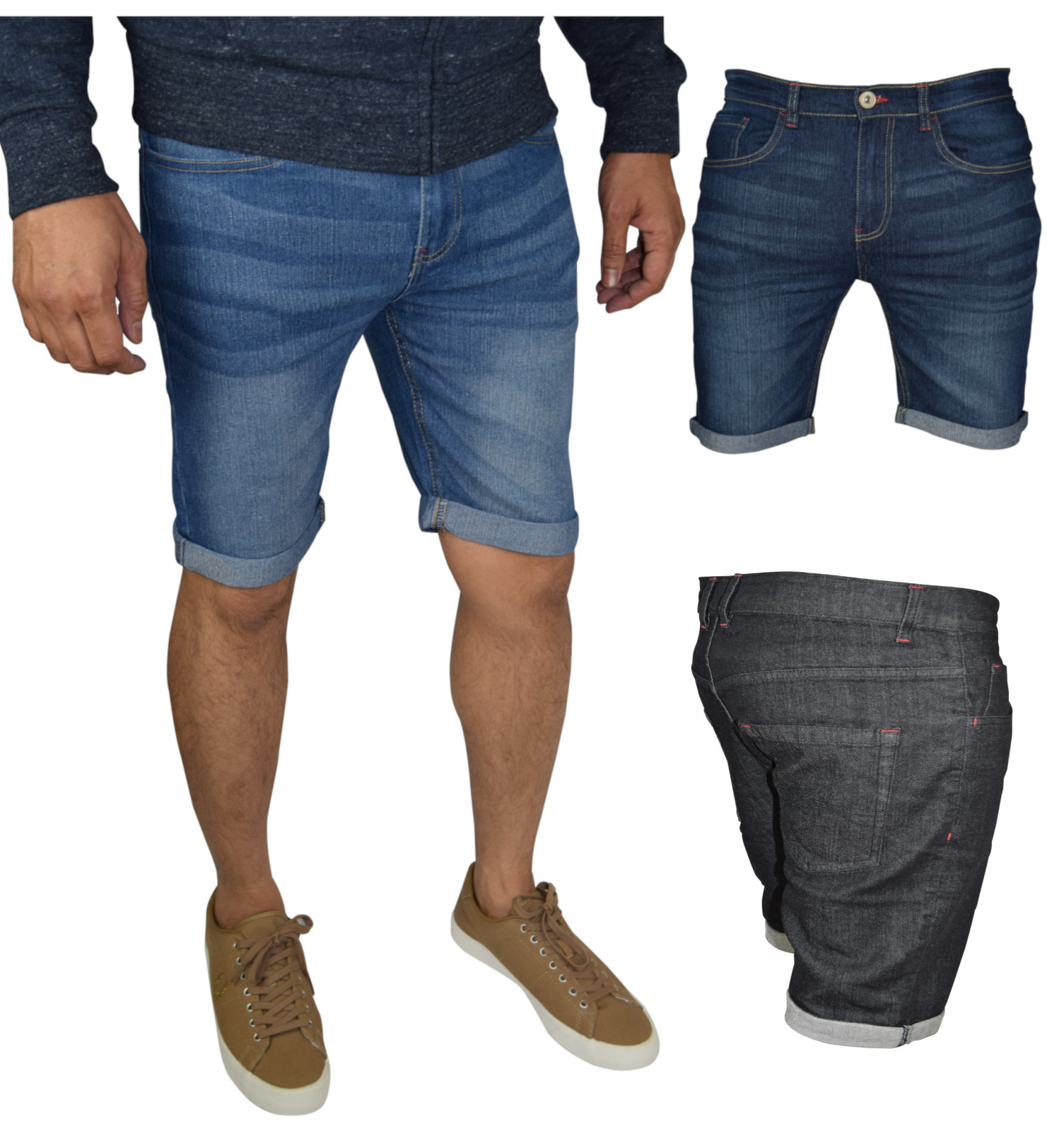 mens stretch jean shorts