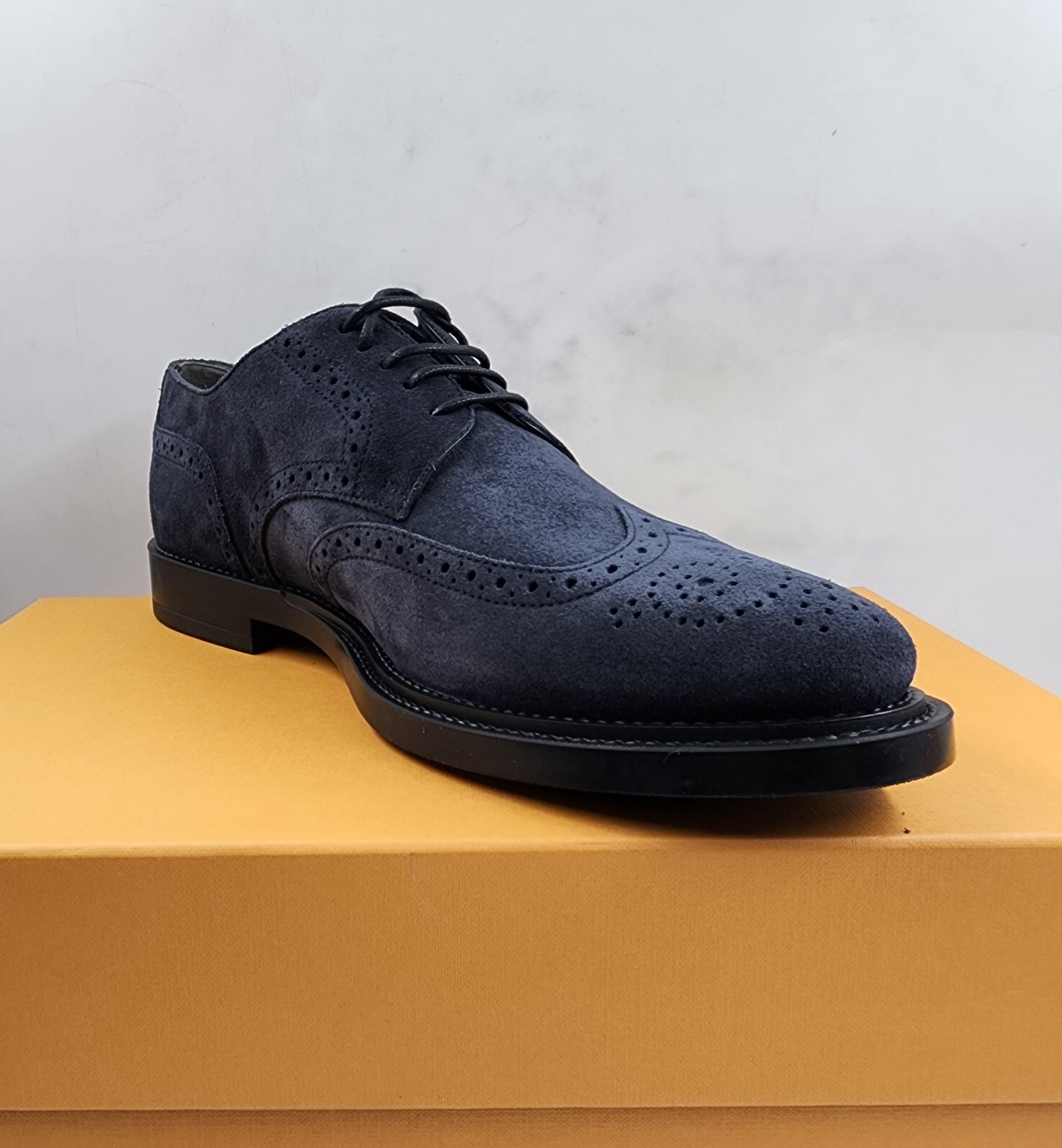 Tod's Bucature Forma Wingtip Derby Dress Shoes Men's 8.5 Navy Lace Up Closure - Picture 12 of 18