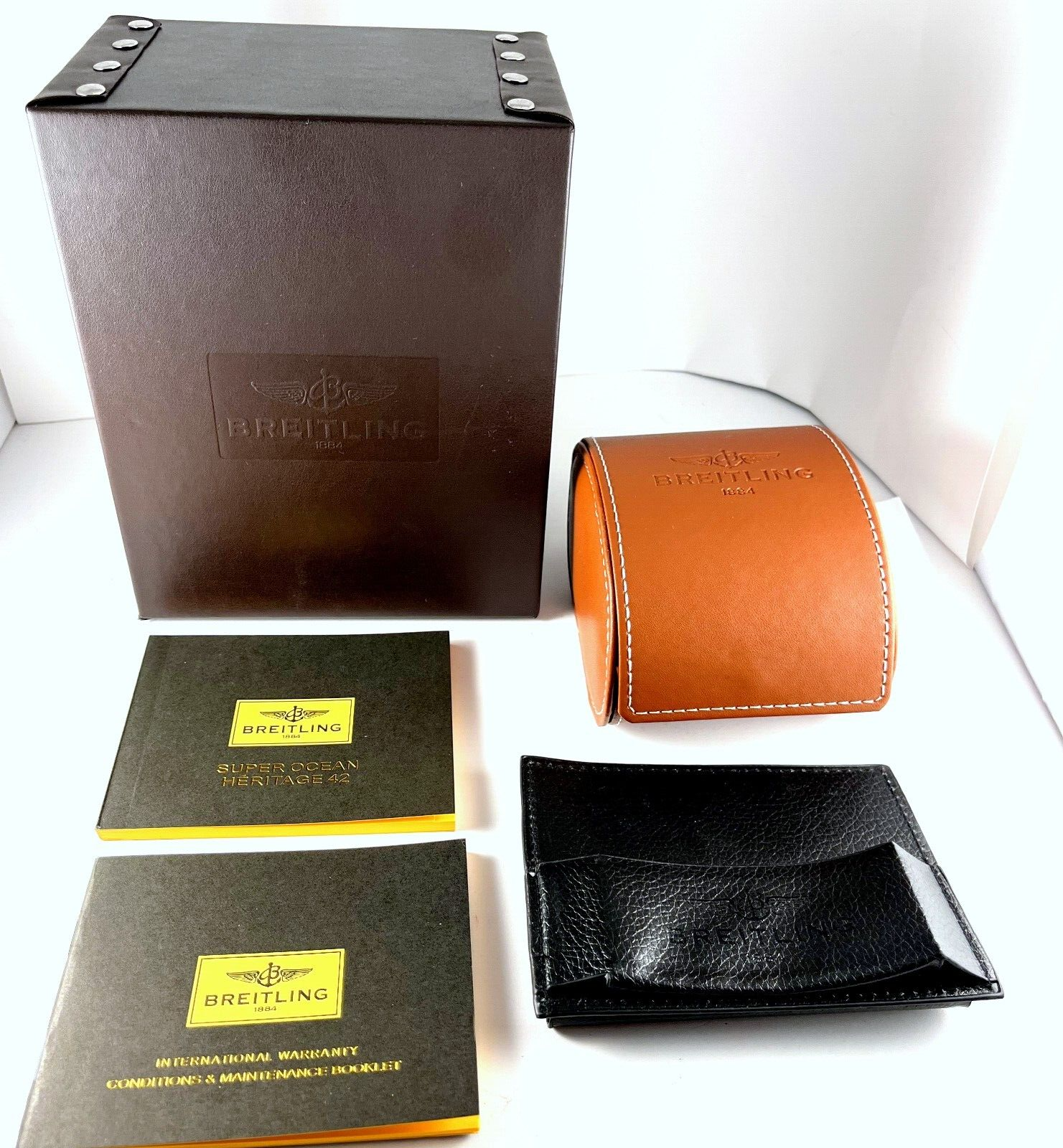 豊富なギフト New Brown Leather Breitling Watch Box , Manual, Maintenance 時計