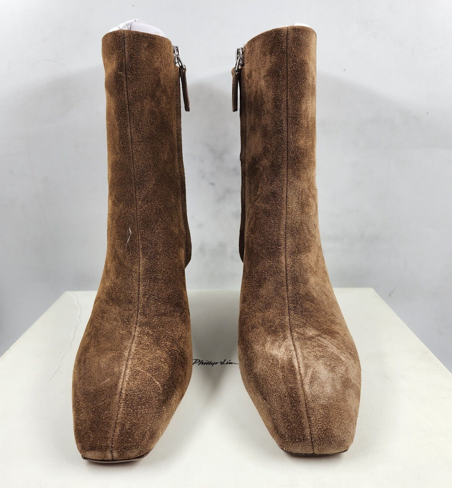 3.1 Phillip Lim Nell 65mm Mid Calf Booties Women's 37/7US Sandalwood Zip Closure - Picture 2 of 16