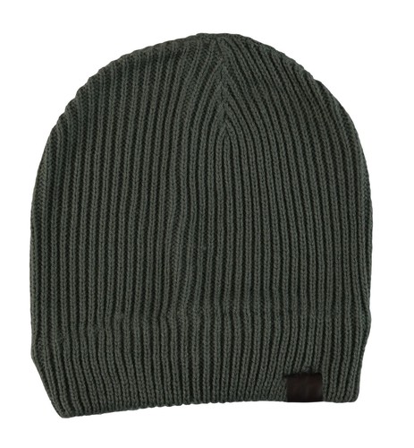 Diesel K-Coder-Fully B Ribbed Beanie with D Embroidery Grey