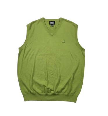 Masters Vest Men's XL Cashmere Blend Clubhouse Collection V-Neck Logo Green 