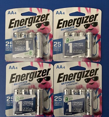 ENERGIZER AA4 (4 Pack) Ultimate Lithium Batteries 25 Year Shelf Life (FREE SHIP)
