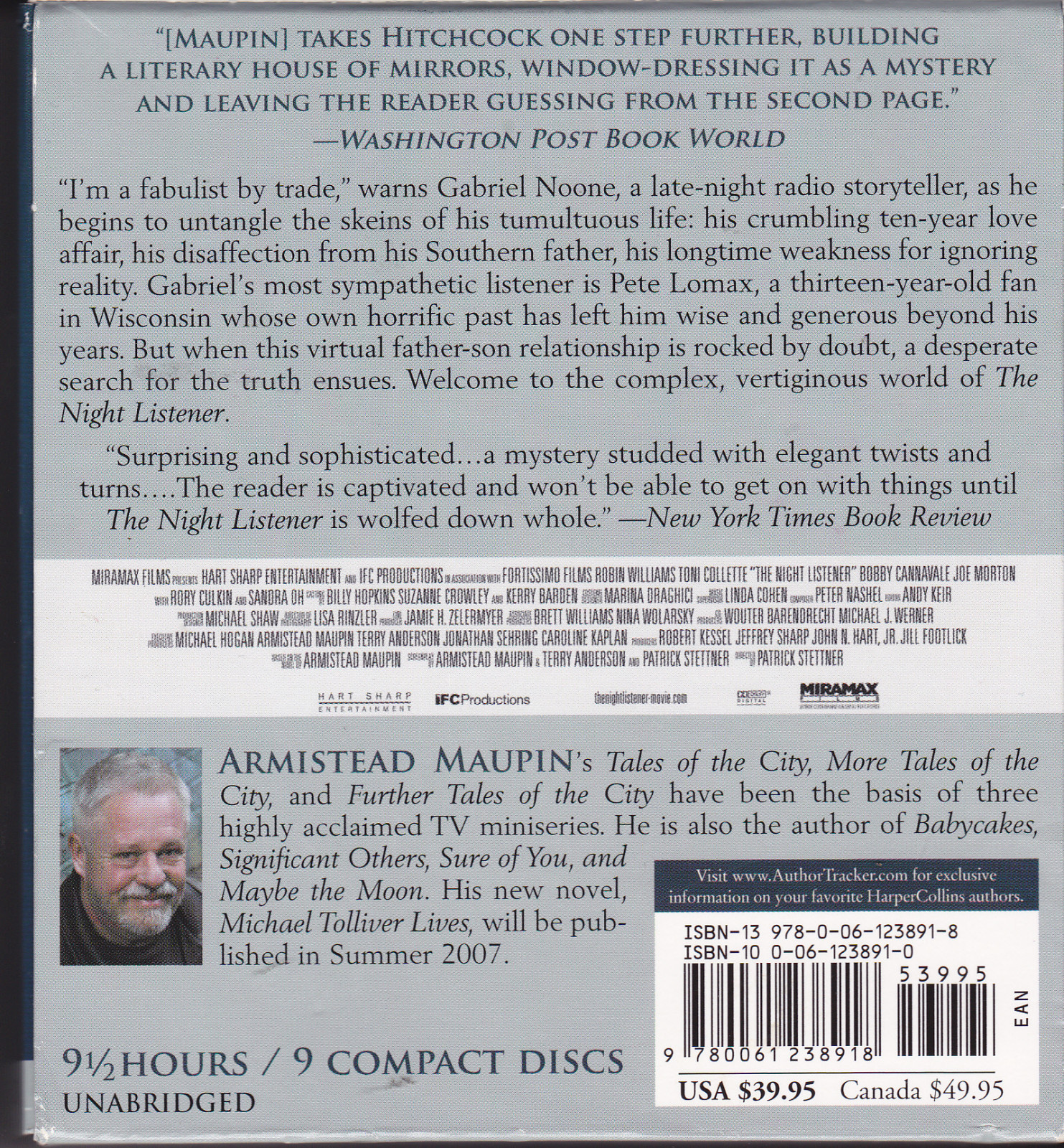 The Night Listener by Armistead Maupin (2006, CD, Movie Tie-In)