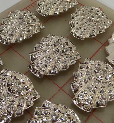 2 Czech Metal 3 Loop Sew On Decoration Rhinestones Art Deco Inspired 1.5