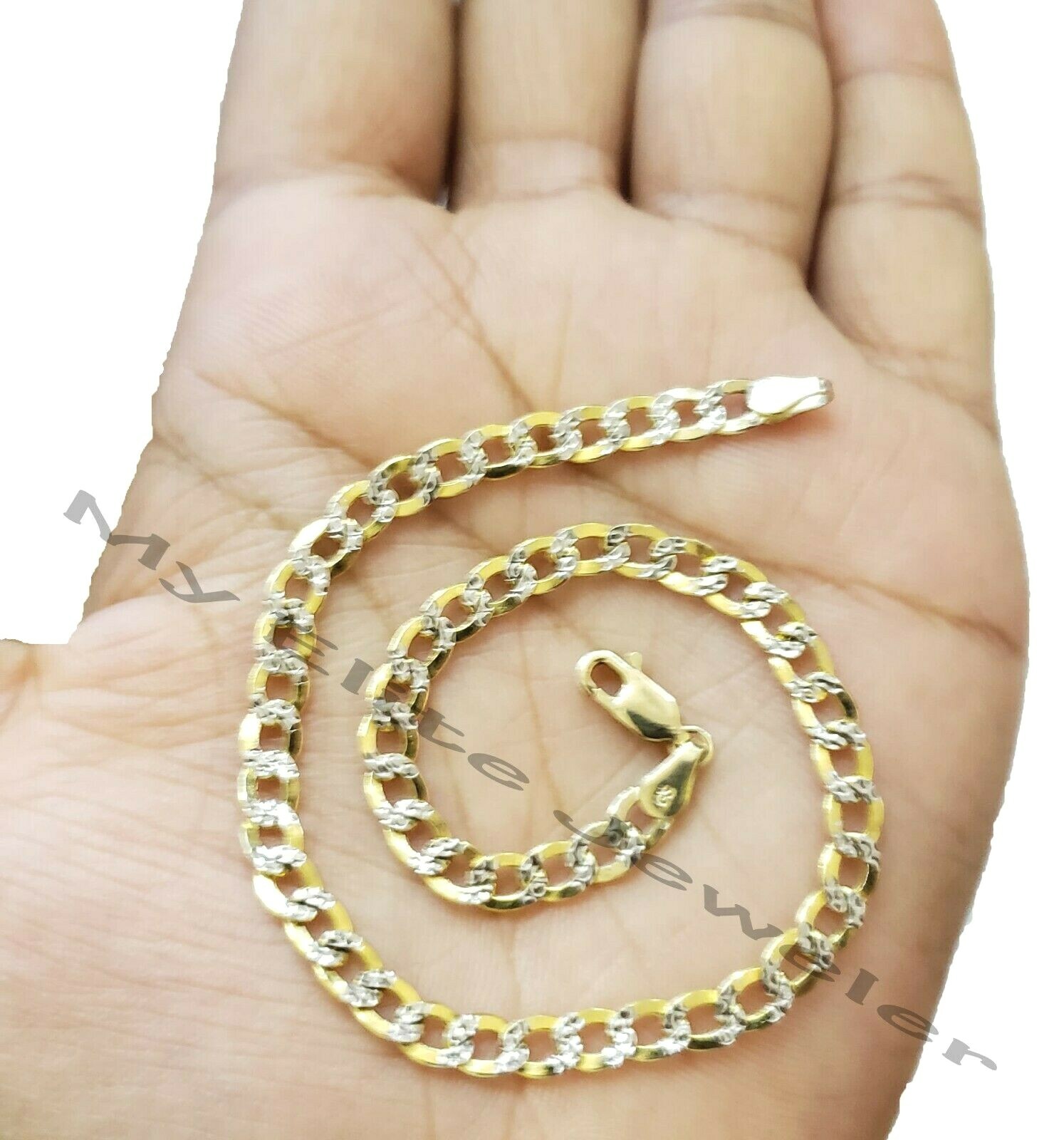 Pre-owned My Elite Jeweler Men's Ladies 10k Solid Cuban Link Diamond Cuts Gold Bracelet Yellow Gold 7 Inch