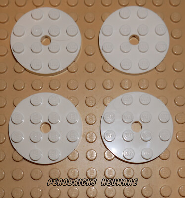 Lego Basic Technik Technic 4 Platten rund weiss 4x4 #60474 NEUWARE