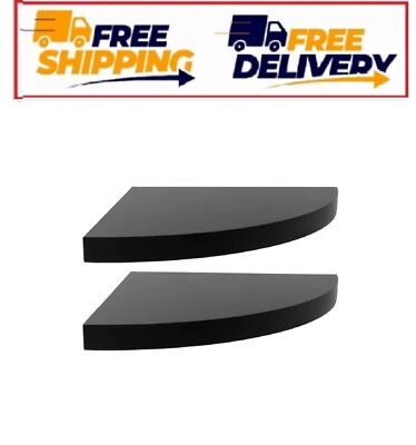 Mainstays 9.45'' Round Corner Decorative Floating Shelf, Set of 2, Black