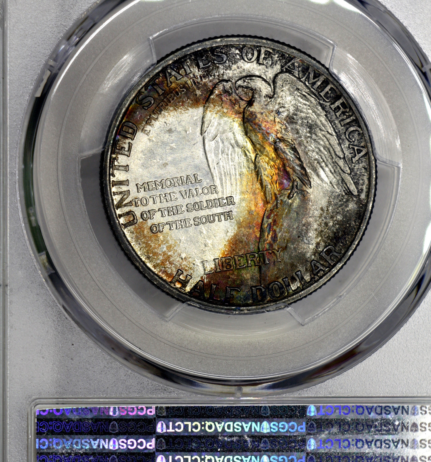 1925-P MS67 Stone Mountain Silver Commemorative 50c, PCGS Graded, Colorful Toned