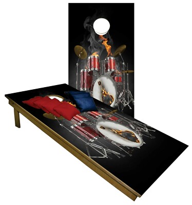 Drums Bands Music CORNHOLE BEANBAG TOSS GAME w Bags Game Boards Set 