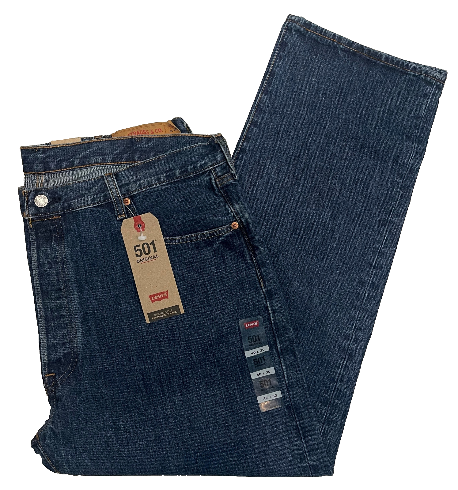 40x30 Levis 501 Black Straight Leg Jeans Button Fly Denim