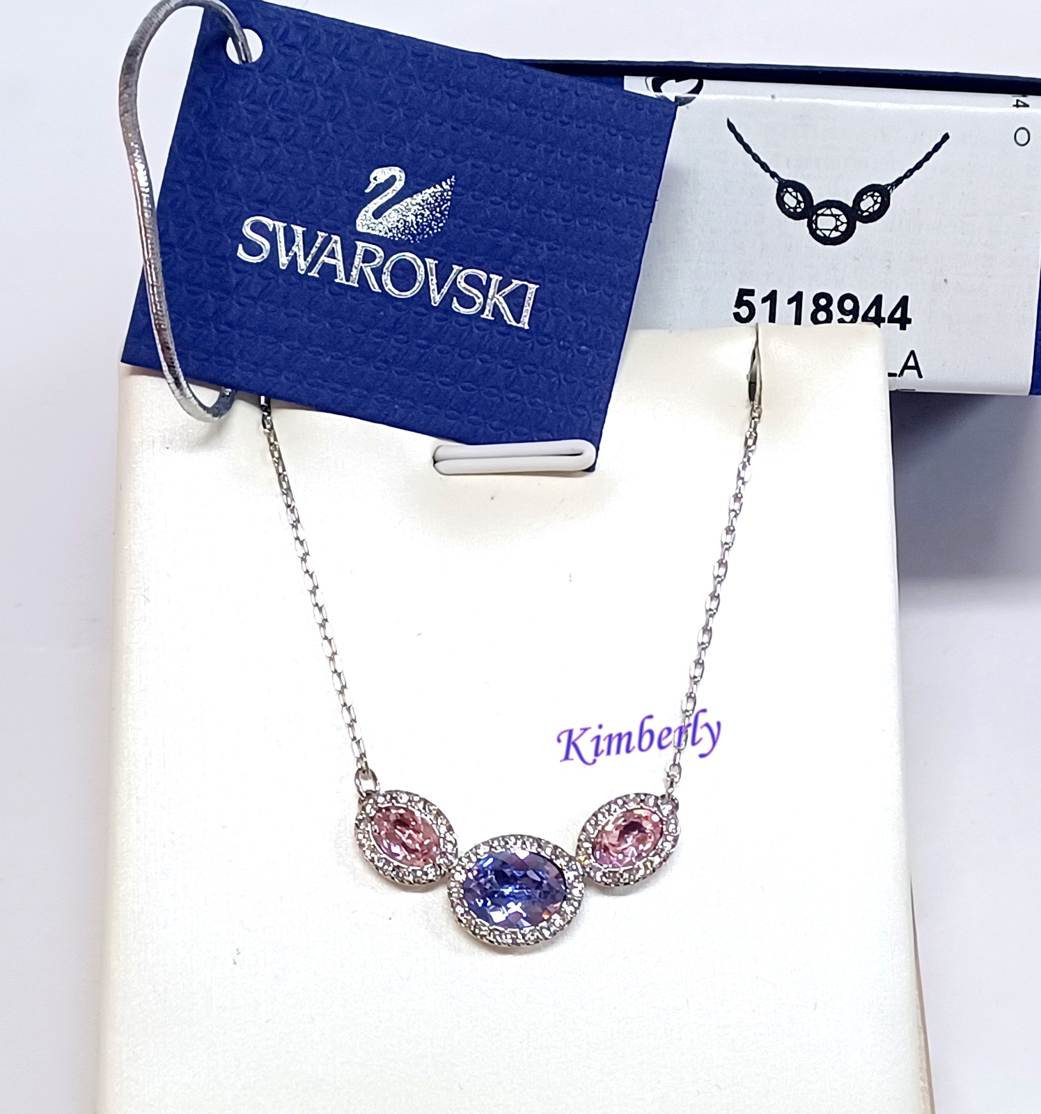 ★WEST★ Swarovski crystal pearly necklace 14KWI818221 Swarovski Christie Frontal Oval Necklace Pastel-colored