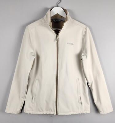 Regatta Jacket Womens UK 14 Off White Full Zip Polyester Outdoor Softshell