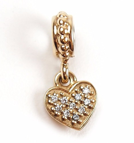 Authentic PANDORA 14k & SS Pillow Wedding Diamond Ring Charm