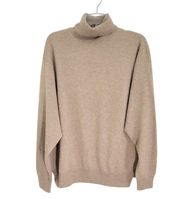 Peter Millar Tan Pullover Turtleneck Cashmere Sweater Long Sleeve Knitted
