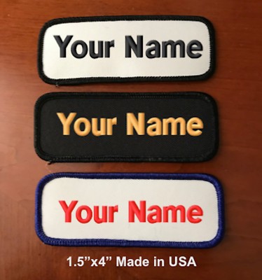 Custom Embroidered Patch Embroidery Name Tag Motorcycle Biker Badge 1.5''x4''