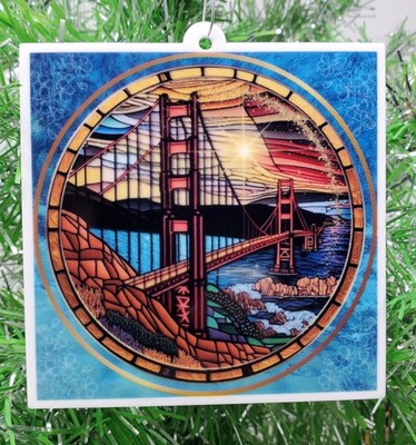 Golden Gate Bridge Stained Glass Style Ornament - FREE SHIPPING