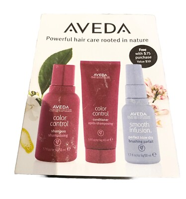 AVEDA 3 travel size Color Control GIFT PACK shampoo conditioner Smooth Infusion