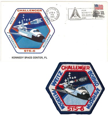 Launch Event Postal Cover & Patch Space Shuttle STS-6 CHALLENGER mission NASA