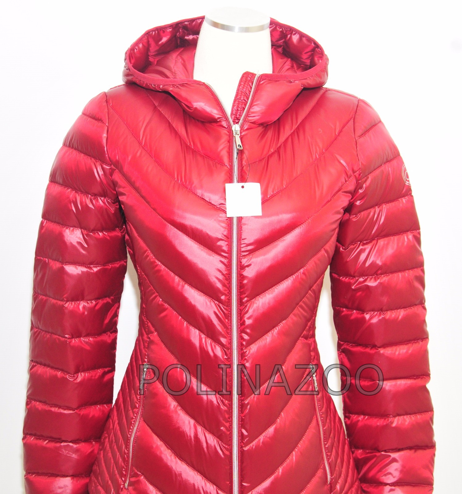 Calvin Klein Winter jacket Hooded Down Puffer Coat Pearlized Red Black