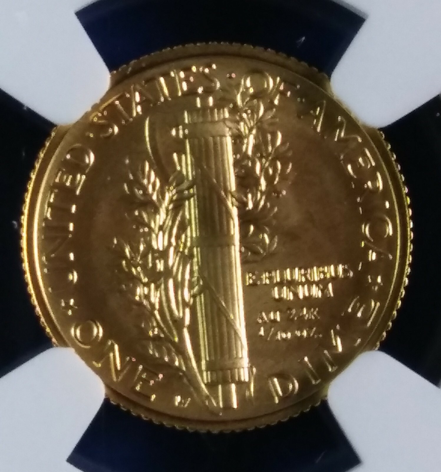 2016 W Gold Mercury Dime 1/10 oz NGC SP70 Early Releases 100th Anniversary+OGP