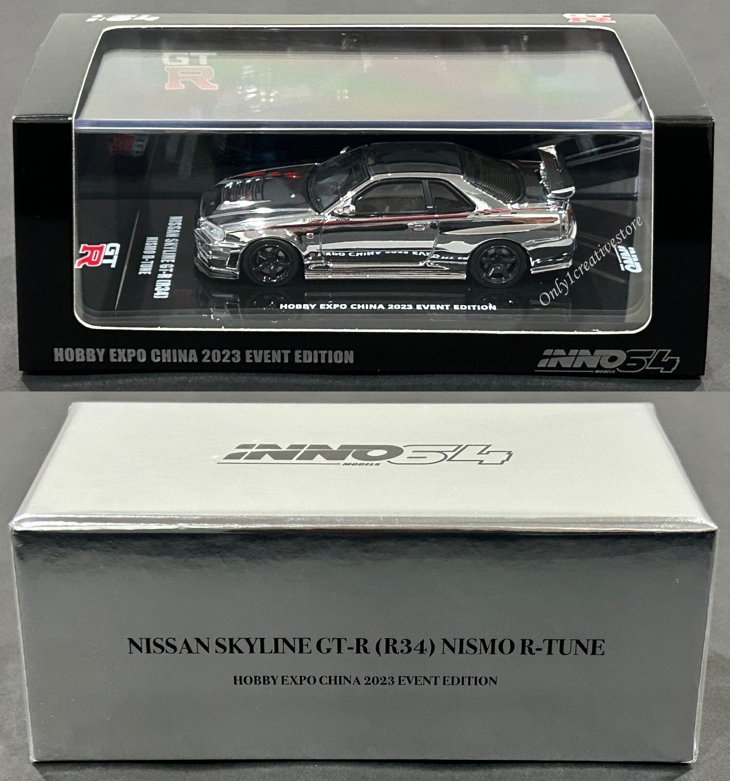 イノモデル64日産スカイラインGT-RR34R-TUNE INNO64 NISSAN SKYLINE GT-R R34 R-TUNE ORANGE METALLIC SEALED