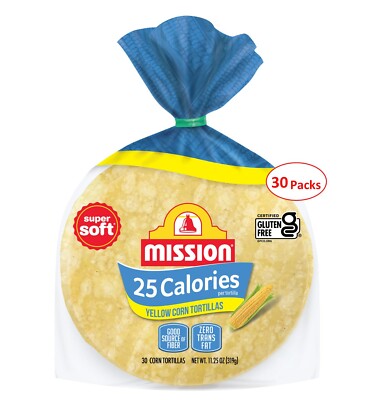 Mission 25 Calorie Yellow Corn Tortillas - 30 Count - 11.25 oz. - 30 Packs