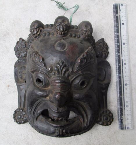MAGNIFICENT Old Tibet Tibetan Wood Shaman Exorcism Mask Yama God of Death