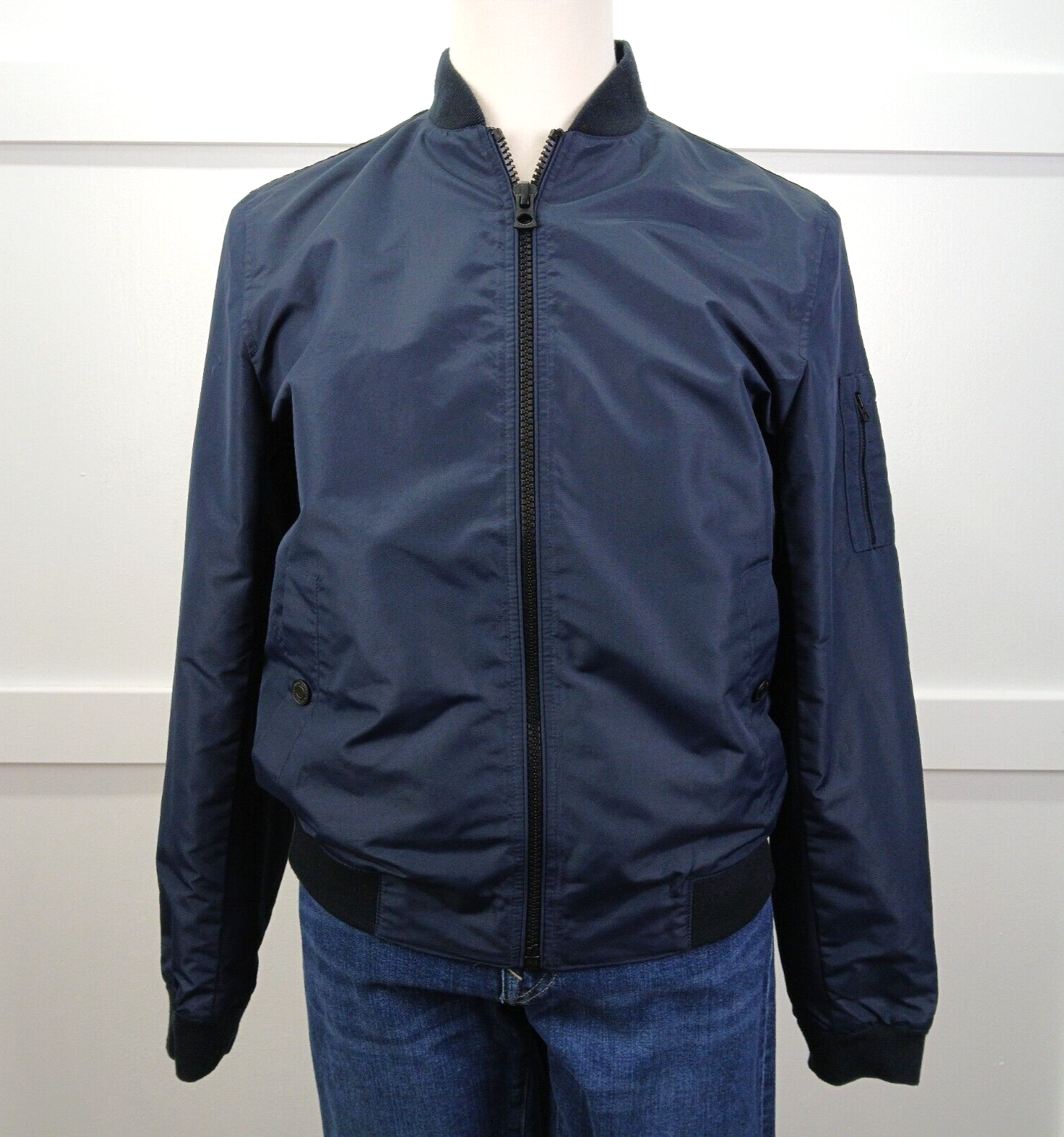 LUCKY BRAND Bomber Jacket Men's Medium Navy Full Zip Windbreaker