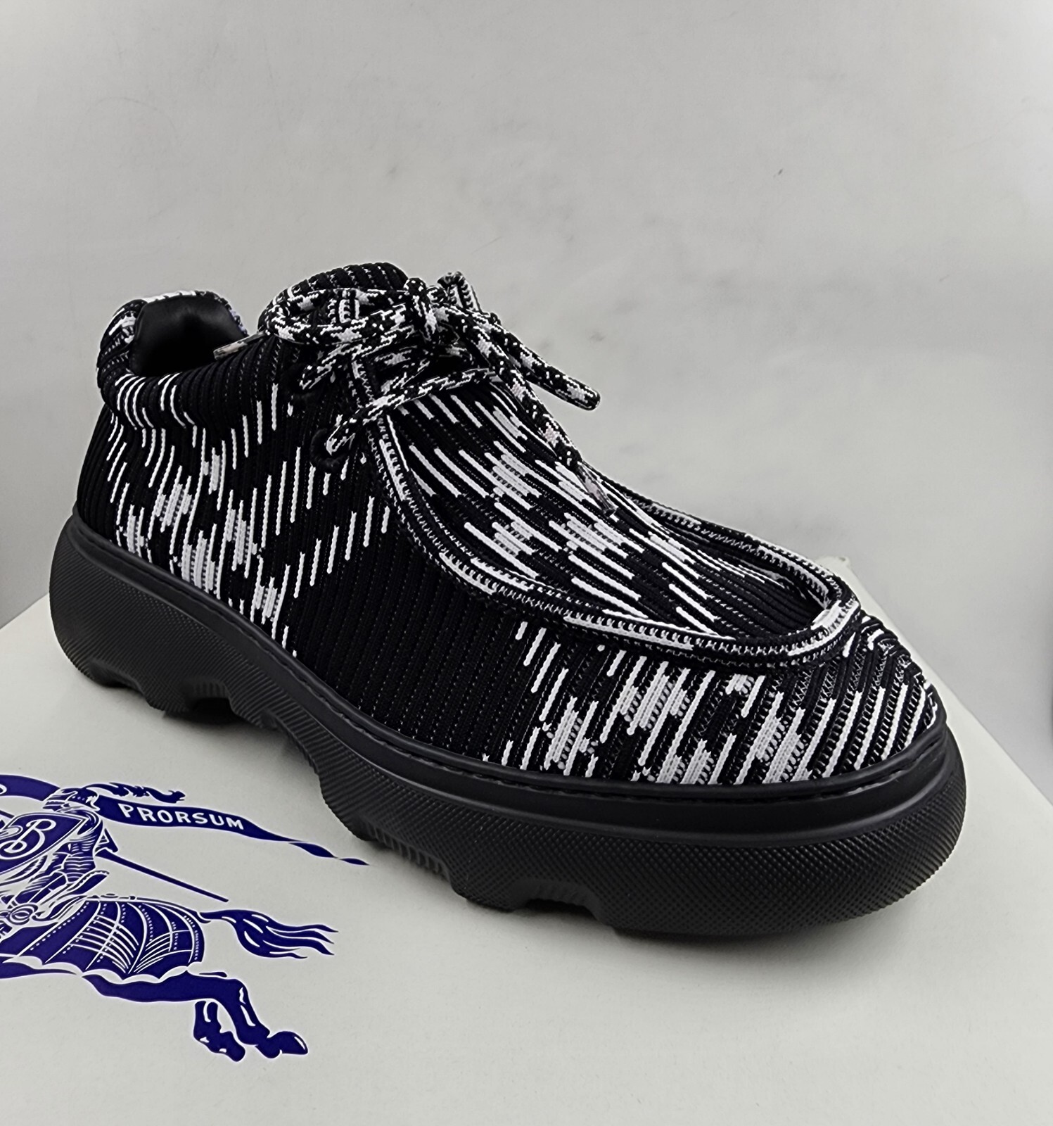 Burberry Check Woven Creeper Shoes Men's 42 Black Ip Check Lace up Closure - Picture 8 of 17
