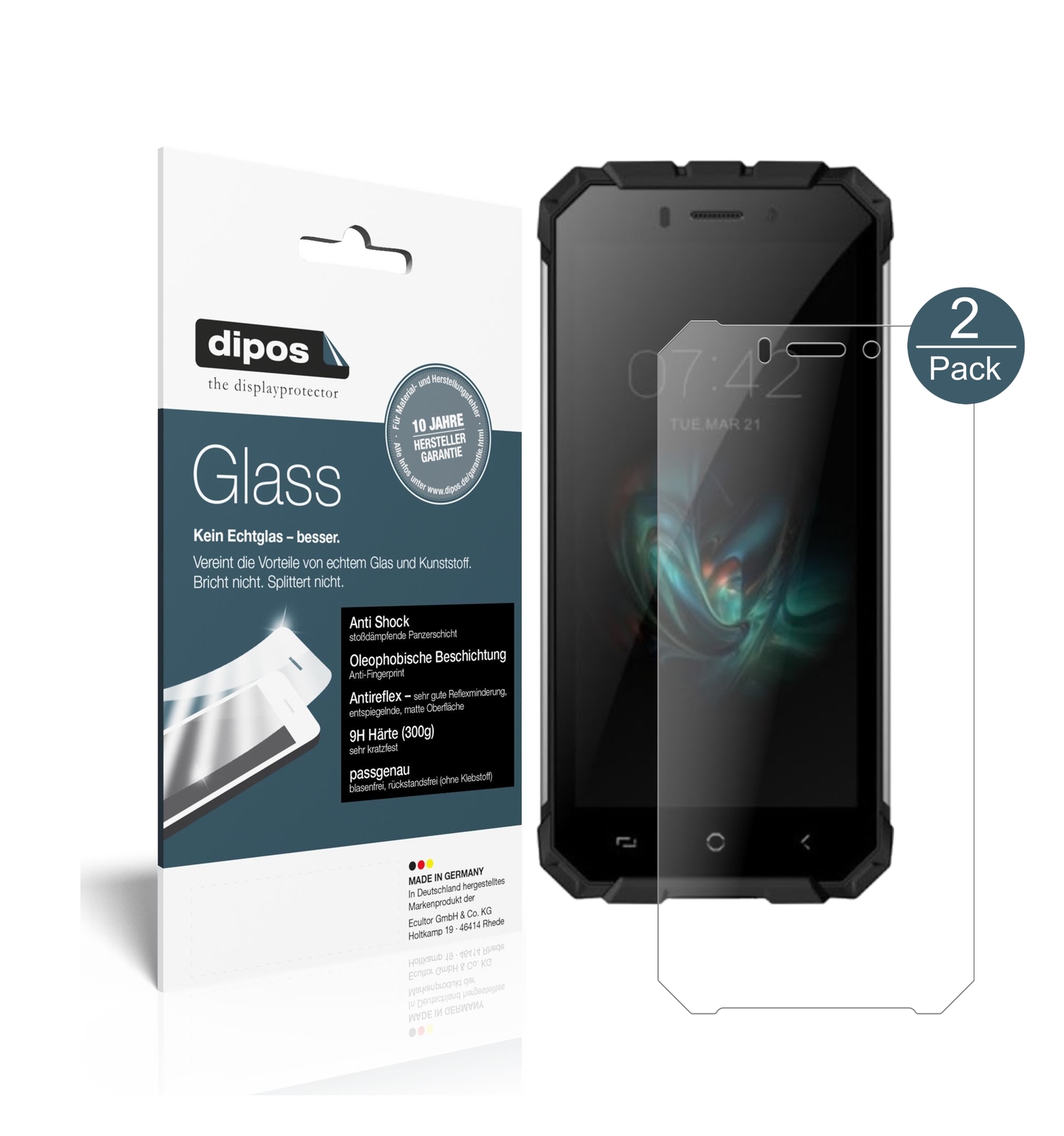 dipos I Pellicola Protettiva Opaco Compatibile con Ulefone Armor X10 PRO Protezione Vetro Flessibile 9H