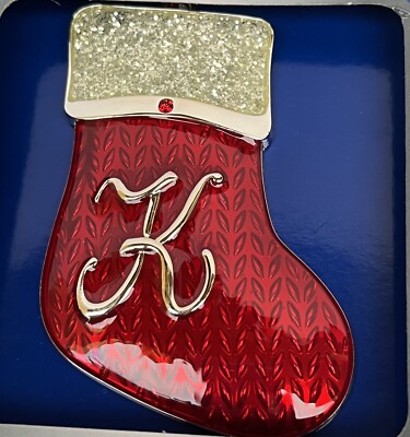 Studio Design Regent Square Letter Initial ''K'' Silver Plated Ornament W/Crystal