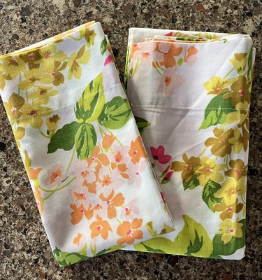 NOS Vtg Springmaid Marvelaire Yellow Green Pink Floral KING Pillowcases UNUSED