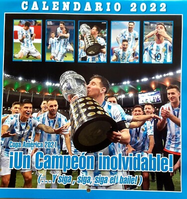 2021 Argentina Football Team Copa America Winner Commem Wall Calendar Messi