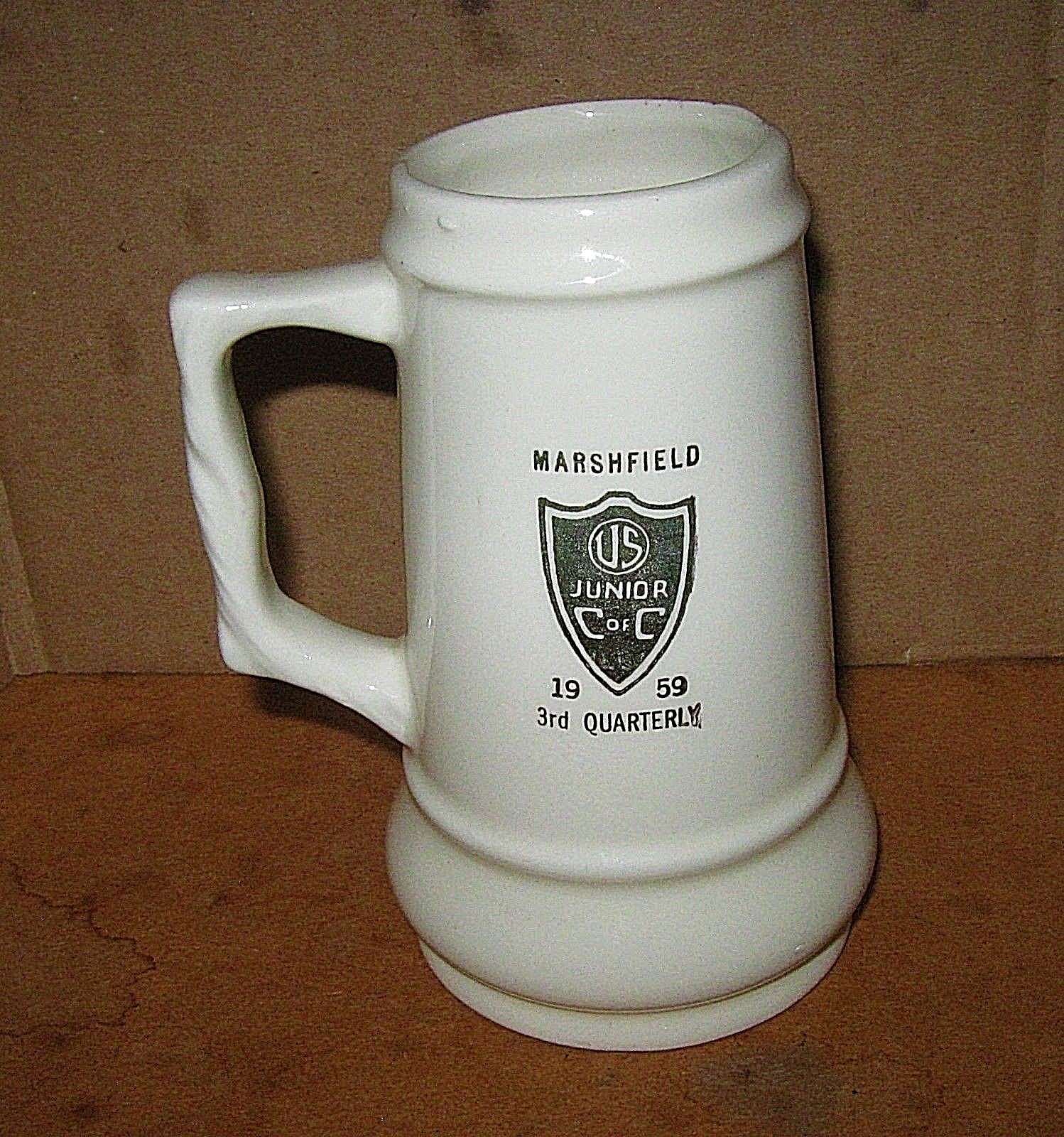 Vintage 1959 MARSHFIELD BEER Pottery STEIN Mug US Junior C. of C.