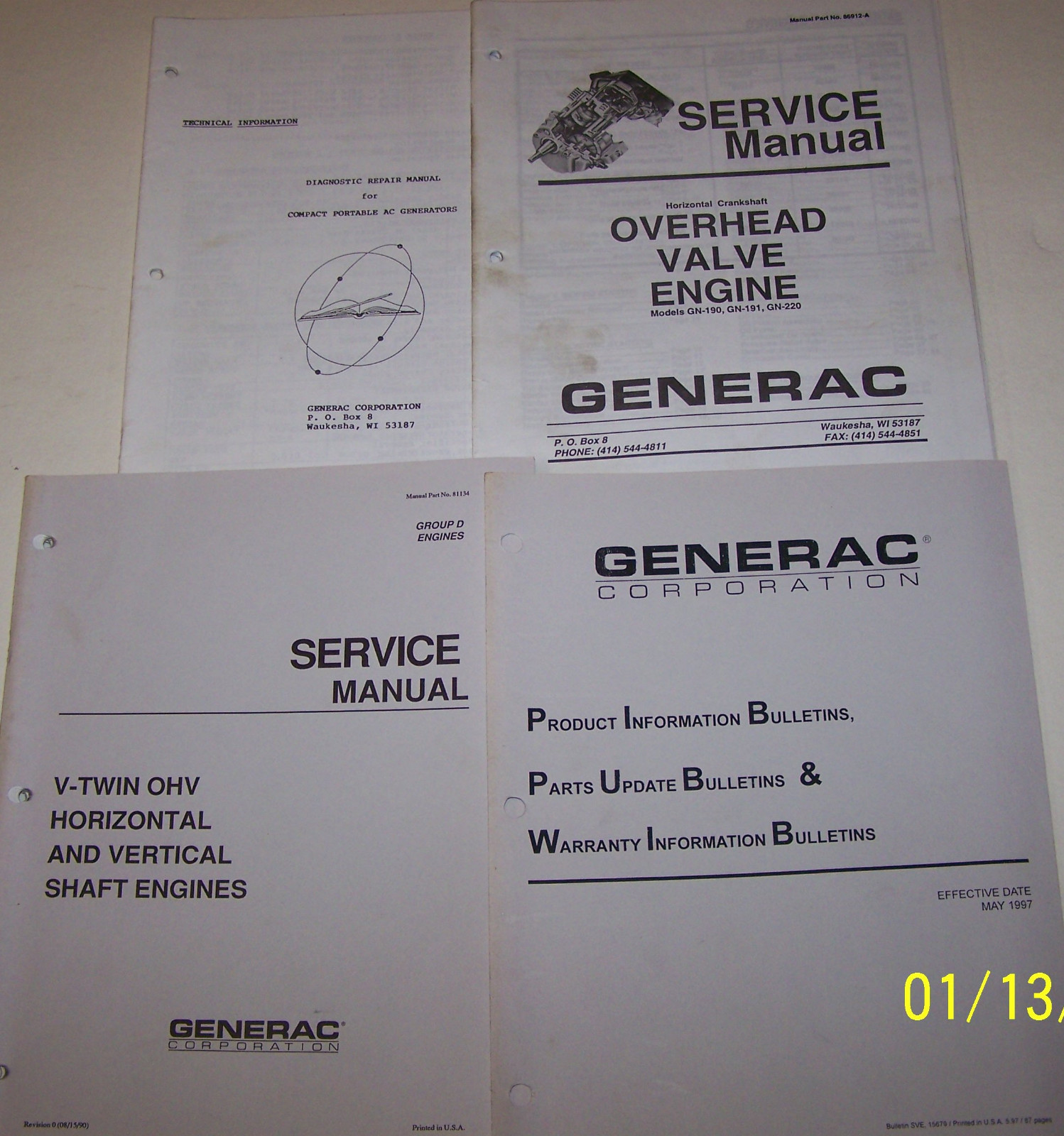 GENERAC Generator/Engine Repair and Service Manuals